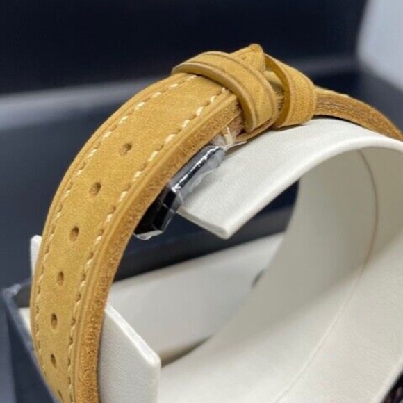 PARNIS 43mm White Dial Power Reserve Black PVD Coating Leather Automatic Watch - Picture 6 of 10